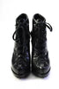 Azzedine Alaia Paris. Black Lace Up Leather Stiletto Combat Boots Booties Size 37.5