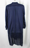 Comme De Garcons Japan. Tricot. Navy Blue Cotton Half Button Long Sleeve Dress