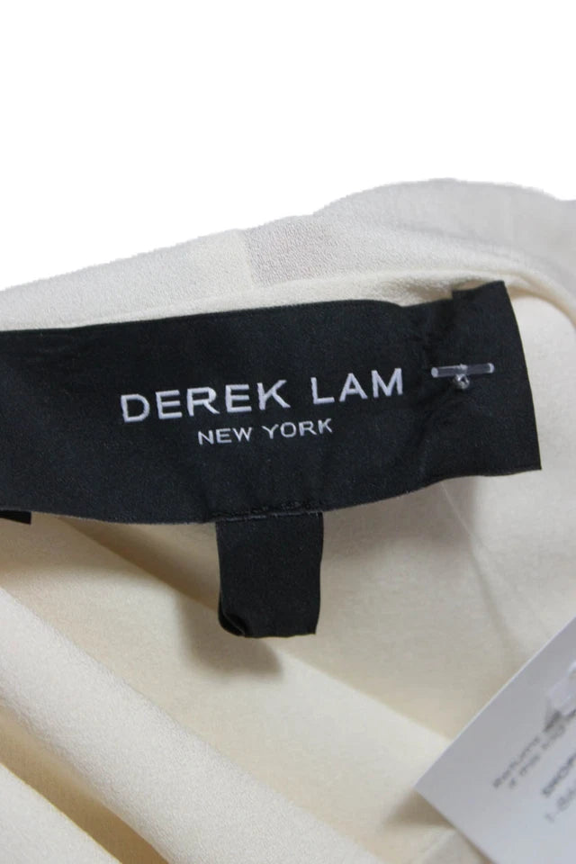 Derek Lam NYC. Vintage Ivory Silk V-Neck Long Sleeve Blouse