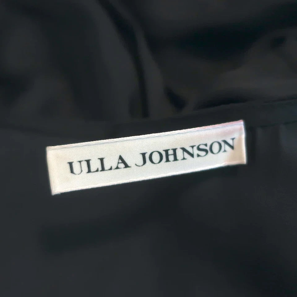 Ulla Johnson Black Satin Spaghetti Strap Midi Dress