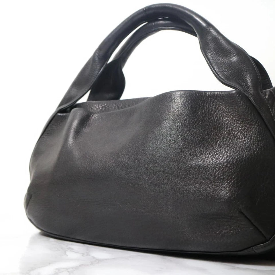 MICHIAMO JAPAN. Black Kipp Soft Leather Luxury Handbag