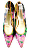 Miu Miu Italy. MultiColor Pointed Toe High Heel Floral Pumps Size 37.5
