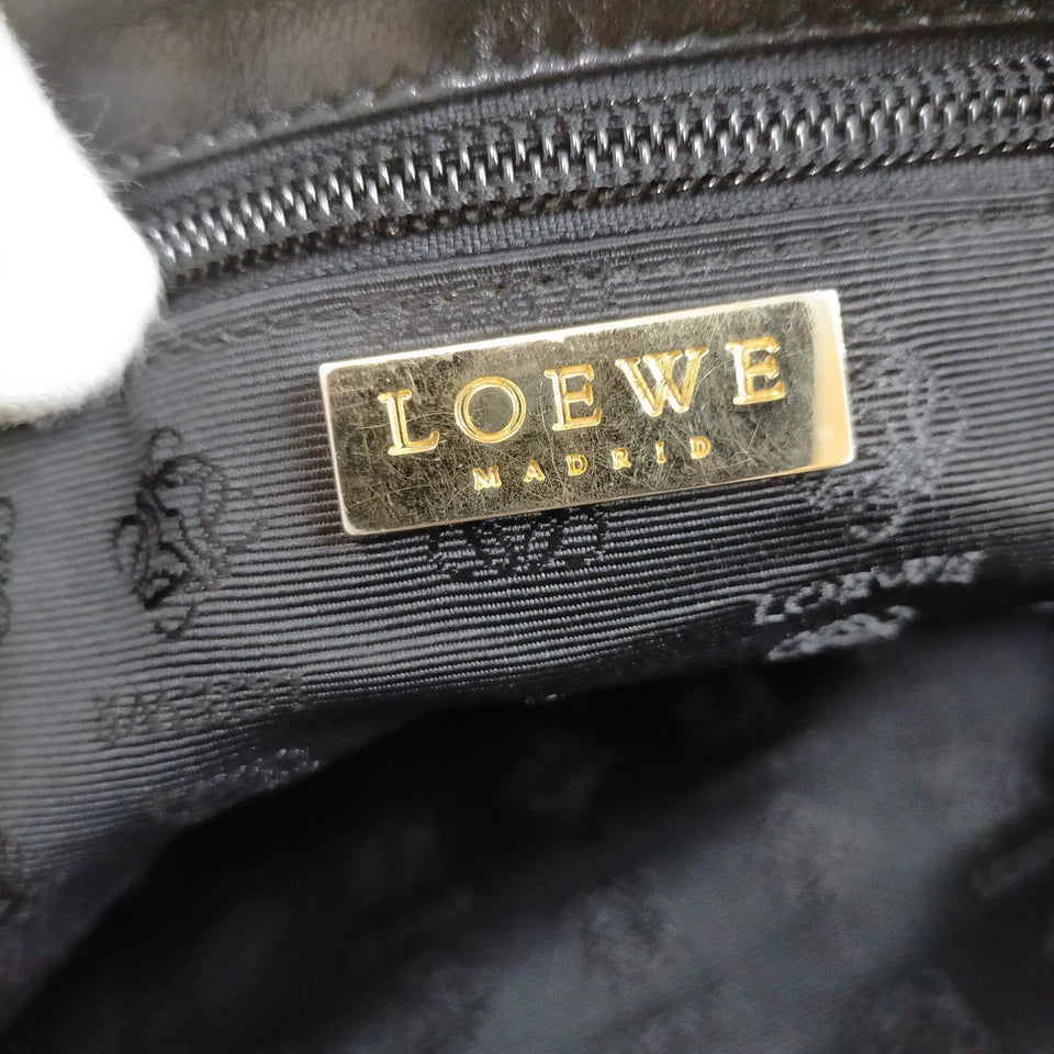 LOEWE MADRID. Black Leather Flap Shoulder Bag