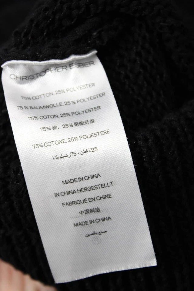 Christopher Esber Sydney. Black Knit Fringe Trim Long Strapless Dress