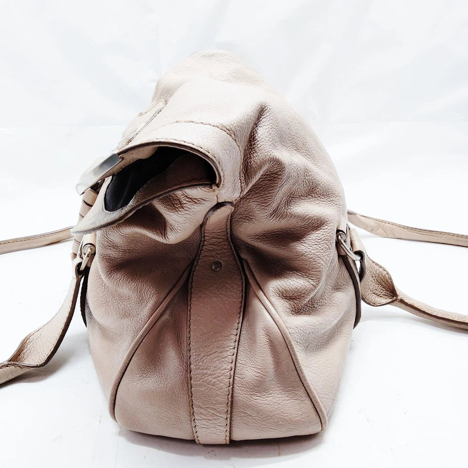 CELINE PARIS. Vintage Beige Leather Shoulder Bag / Hand Bag
