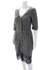 Nina Ricci Paris. Black Spotted Print V-Neck Knee Length Dress