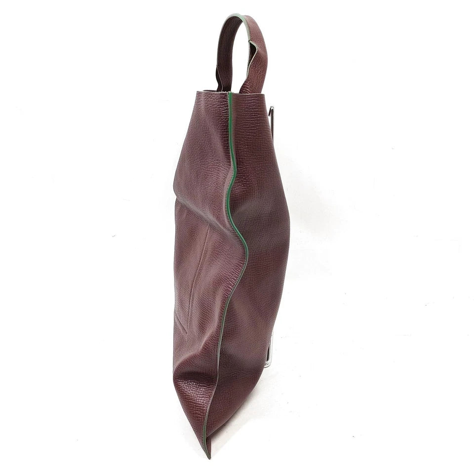 jil sander Brown Leather XL Tote Bag Fold Over Sized Clutch