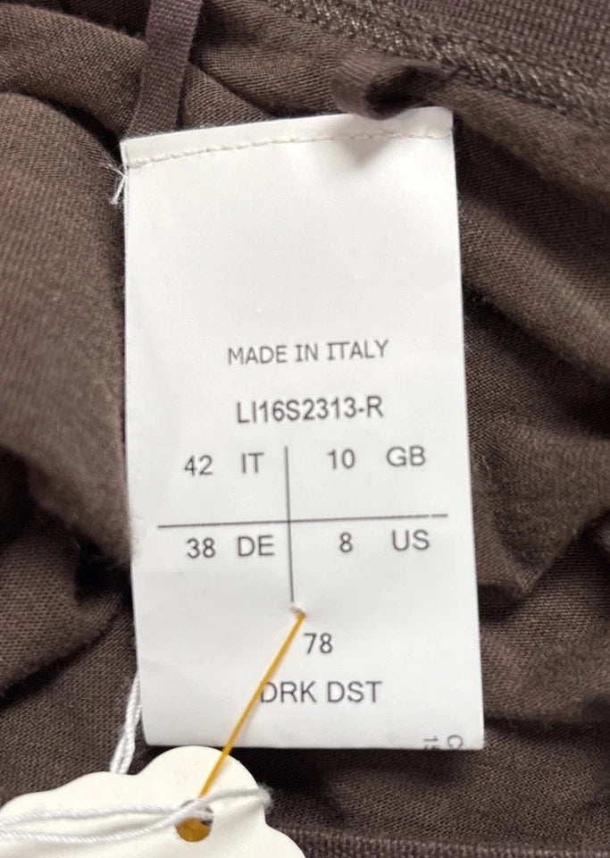 Rick Owens Paris. Lilies. Dark Dust Brown Jersey Ruched Skirt with Ruffle