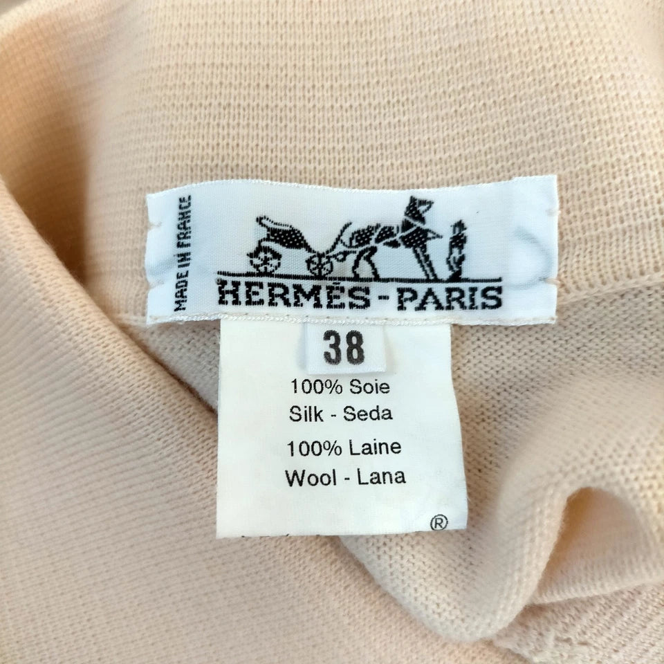Hermes Paris. Multi Color Scarf Print Silk/Wool Top  SZ 38IT
