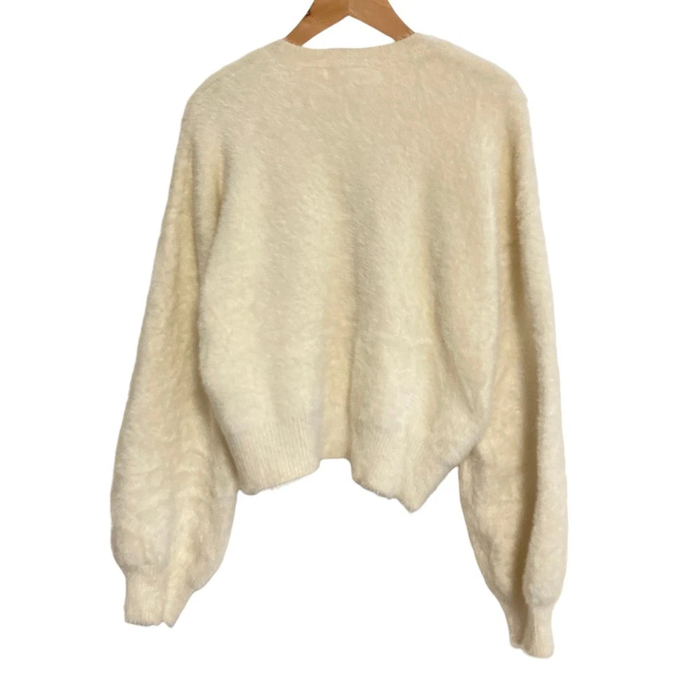 DOUBLE STANDARD CLOTHING JAPAN Ivory Shaggy Mole Knit Cropped Sweater