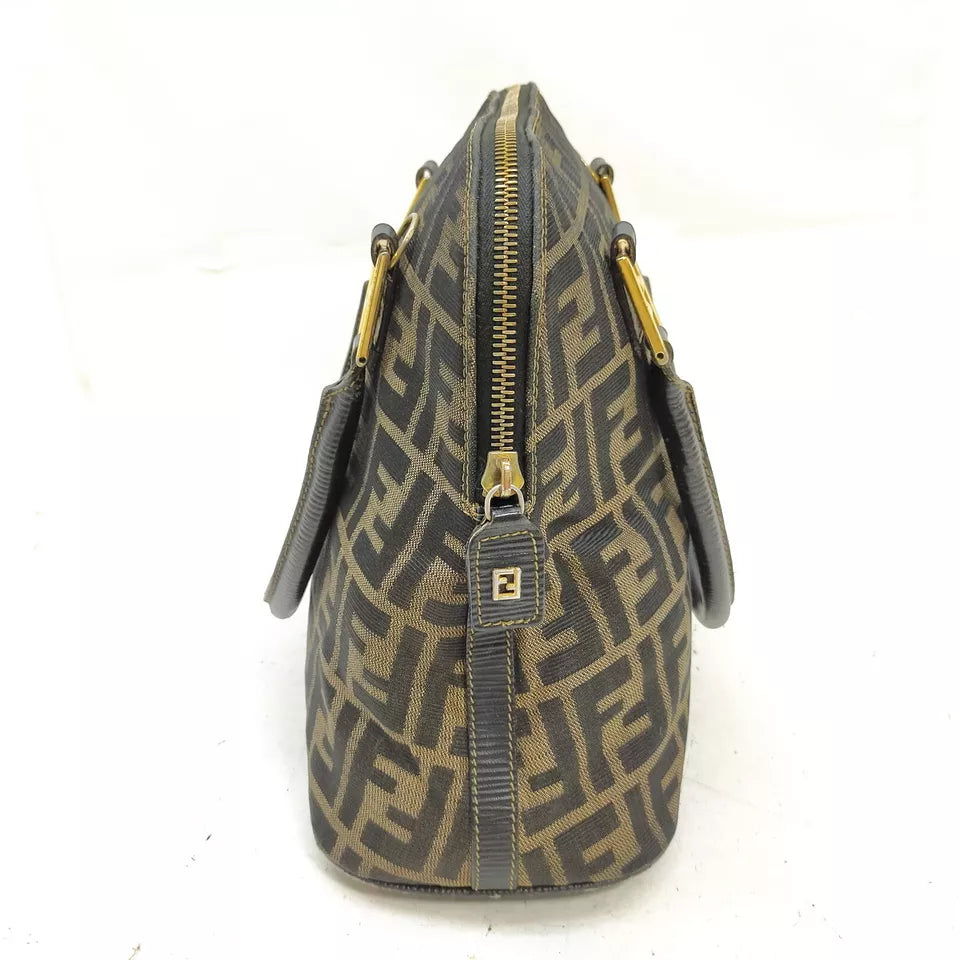 Fendi Italy. BrownTessuto Nylon/Canvas Zucca FF Logo Shoulderbag / Handbag