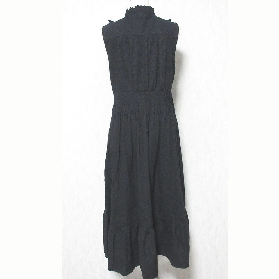 Her lip to JAPAN. Black Paisley Cotton Lace Long Dress