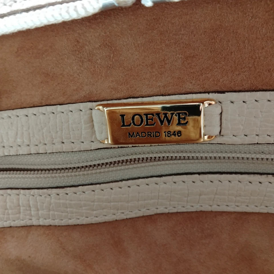 LOEWE MADRID. White Grained Leather Shoulder Bag