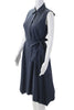 Lafayette 148 New York,   Dark Blue Sleeveless Midi Length Shirt Dress