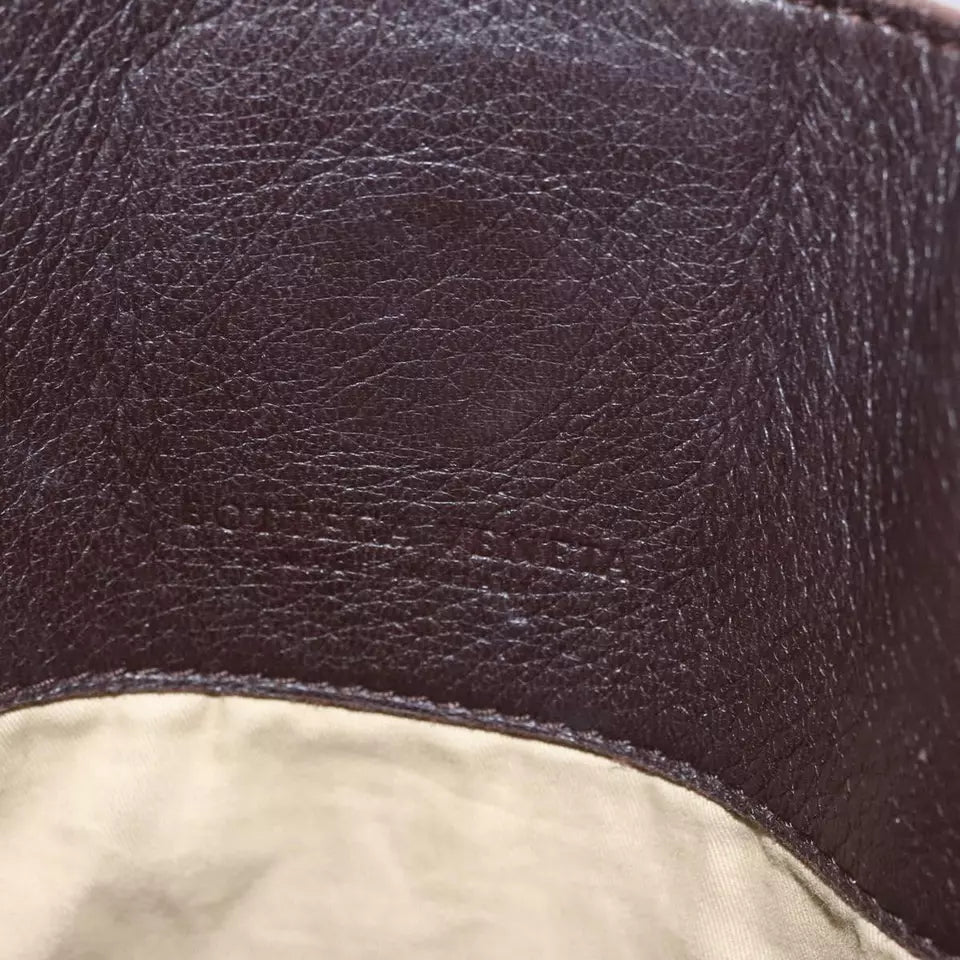 BOTTEGA VENETA Italy. Dark Brown Pebble Leather Shoulder Bag