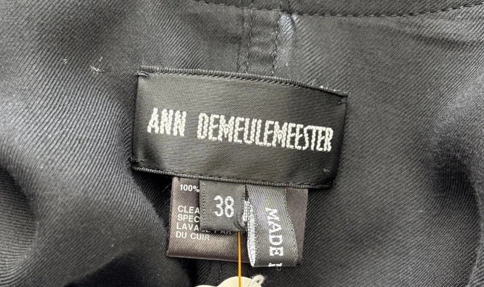 Ann Demeulemeester Belgium. Black Collarless Leather Suede, Rayon Lined Coat