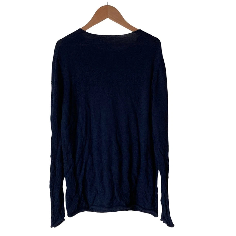 Y's Yohji Yamamoto Japan. Navy Wool Wrinkles Knit Cut & Sew Top