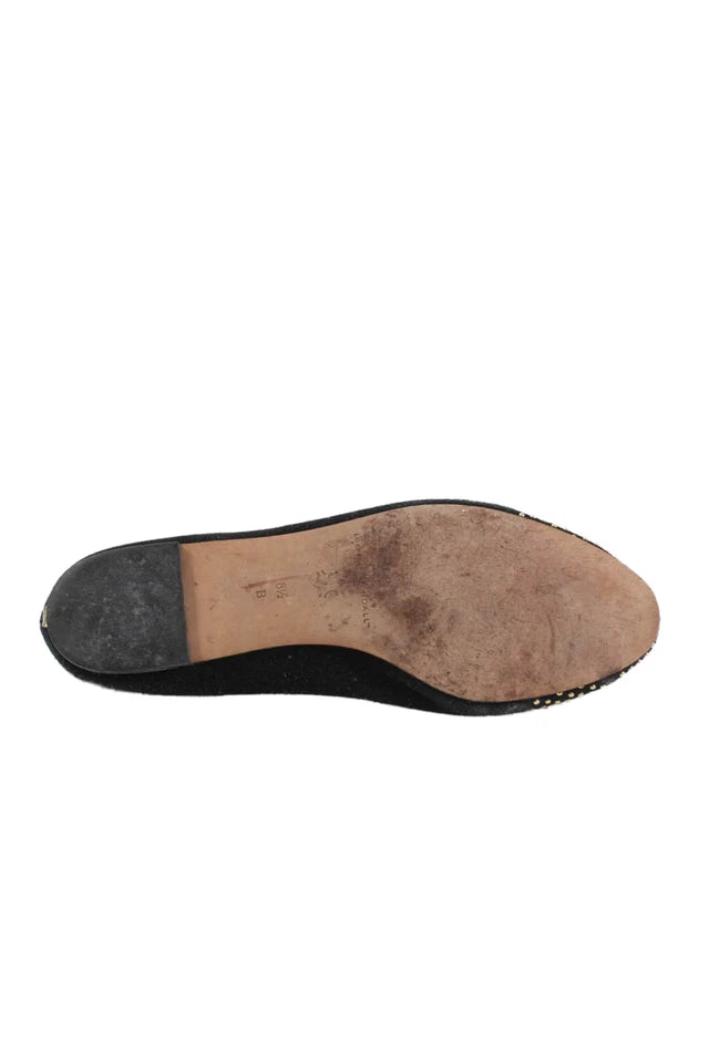 Loeffler Randall NY. Black Suede Studded Suede Ballet Flats