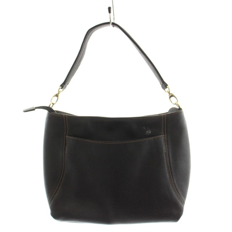 KITAMURA JAPAN. BLACK PEBBLED LEATHER SHOULDER BAG / HAND BAG