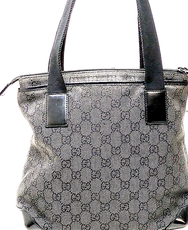 Gucci Italy. Black Canvas & Leather Handbag/Shoulderbag
