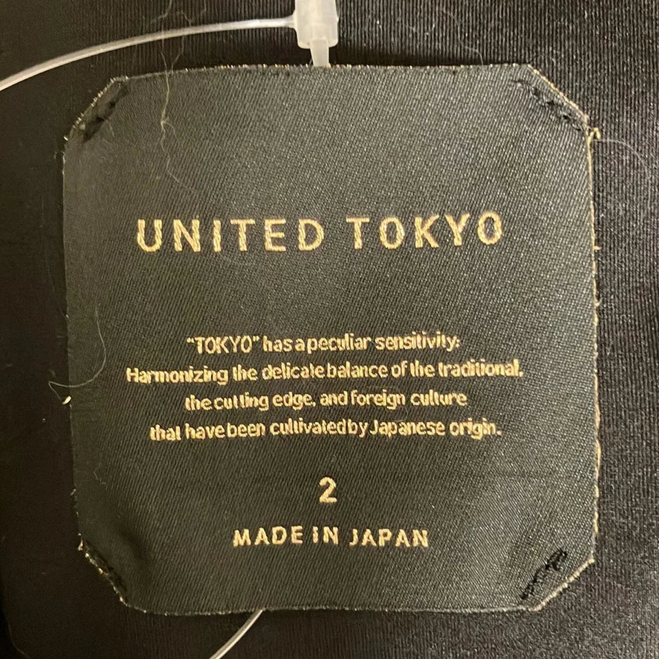 UNITED TOKYO JAPAN. Black Nylon/Acetate Maxi Length Dress