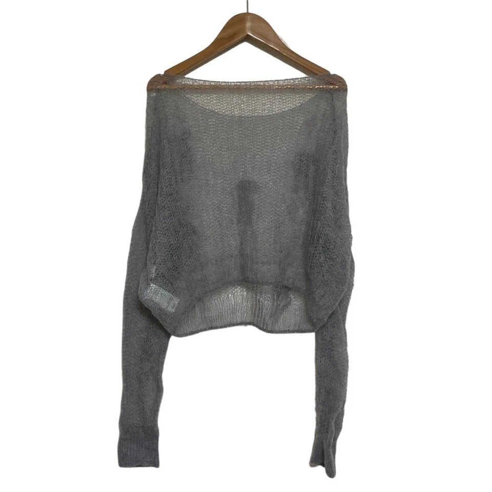 merry jenny japan. Gray Intentionally Distressing Openwork Ribbon Knit Sweater