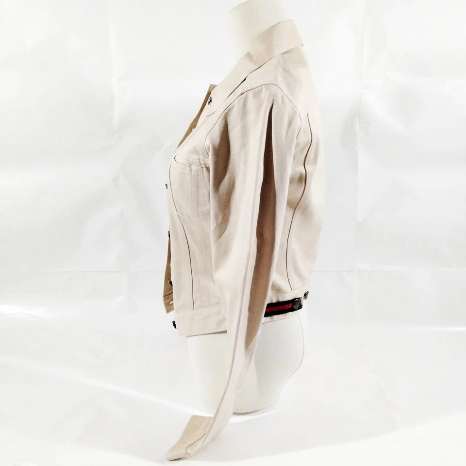 Gucci Italy. Beige/Light Brown Cotton Jacket