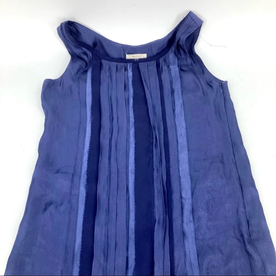 TOMORROWLAND JAPAN. BALLSEY. Blue Silk, Lined sleeveless Shirt Dress