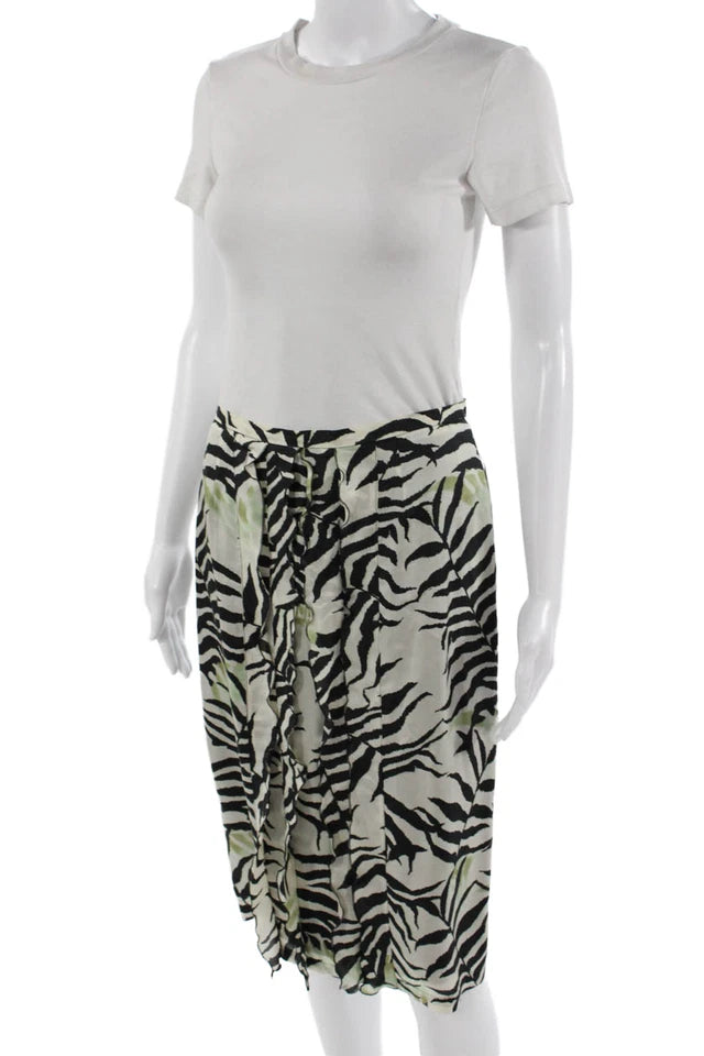 Max Mara Italy. Silk Blend Pleated Animal Print Knee Length Skirt