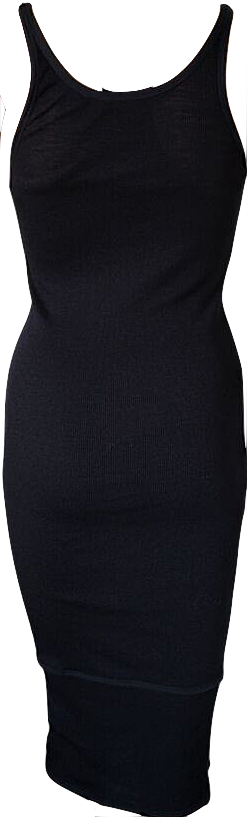 Acne Studios Sweden. Black Sweet Rib Layered BodyCon Racerback Midi Dress