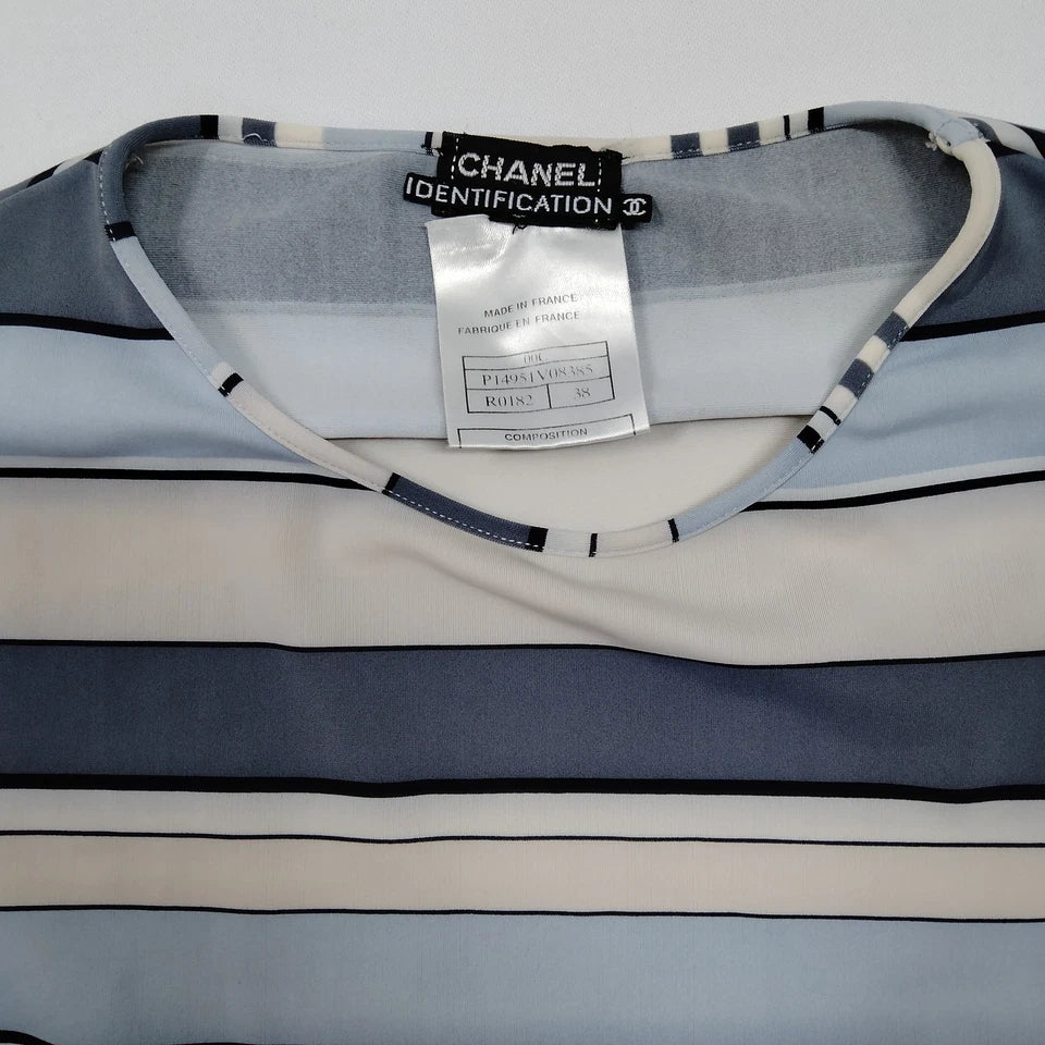 Chanel Paris. Vintage Nylon Polyurethane Striped Shirt