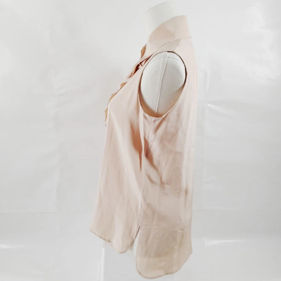 Chanel PARIS. Pink Silk Sleeveless Ruffles Top