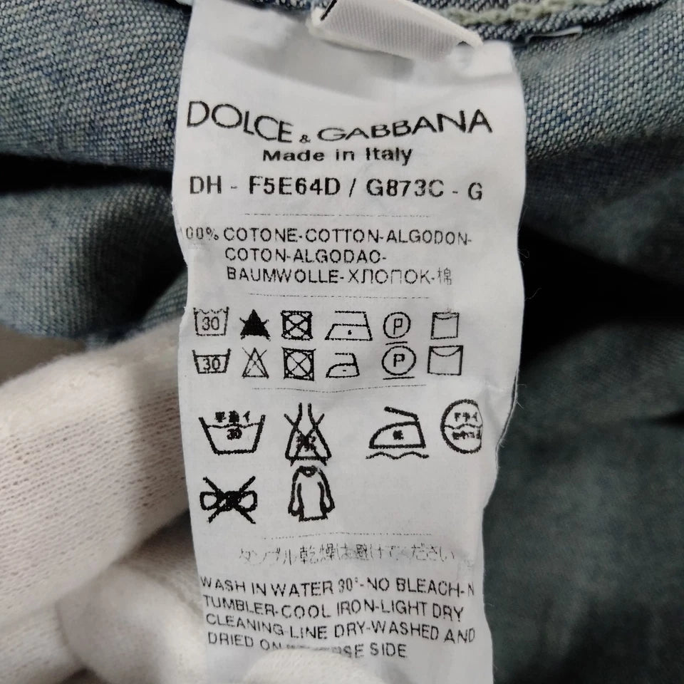 DOLCE & GABBANA ITALY. Blue Cotton Top Tops
