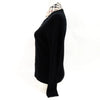 Burberry UK. Black Wool Cotton Ribbed Button-Front Long Sleeve Top