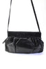 GUCCI ITALY Black Embossed Snakeskin Ruched Logo Snap Closure Shoulder Bag / Evening Bag / Tuck in Strap Clutch