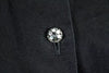 ROMEO GIGLI Italy. Vintage Black Cotton Cut-Out Collar Crystal Button-Front Oversized Blouse