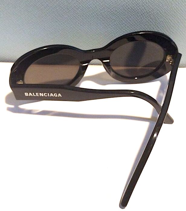 BALENCIAGA PARIS. Black Acetate Modern Style Sunglasses w/Case