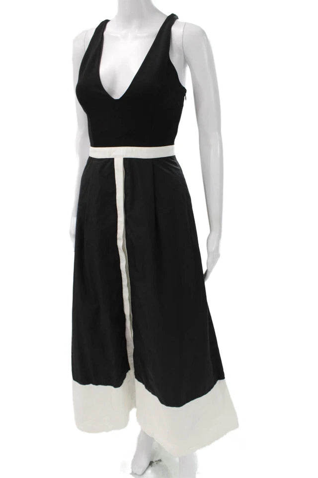 La Ligne NY. Black Cotton Sleeveless Cut Out Backless Fit & Flare Dress