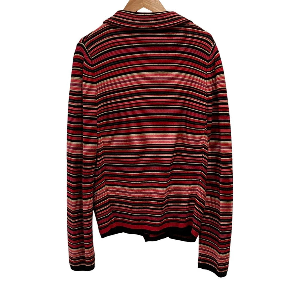 Y's for living Yohji Yamamoto Japan. Reds Multi-border Knit Jacket