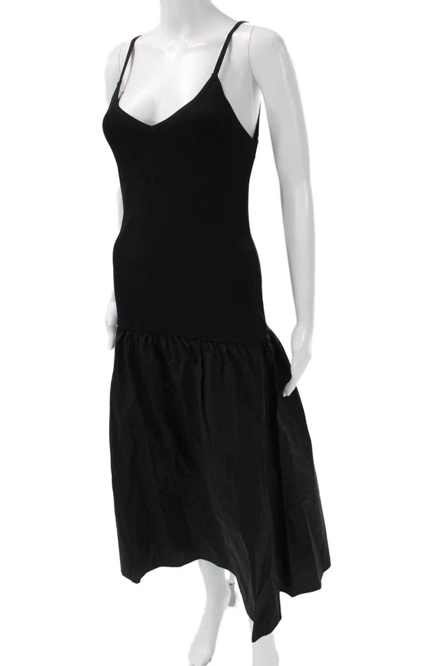 Hyacinth House Black Rayon Blend V-Neck Sleeveless Knee Length Slip Dress