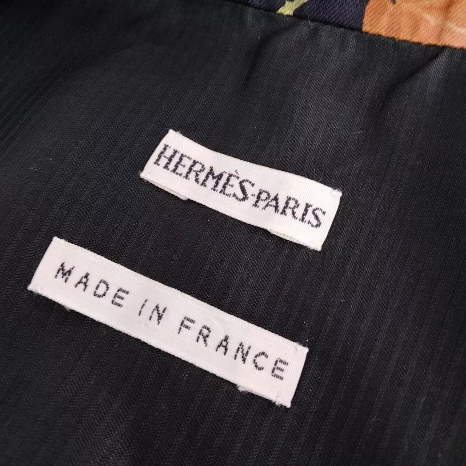 Hermes Paris. Silk, Acetate Leaf Scarf Print Top