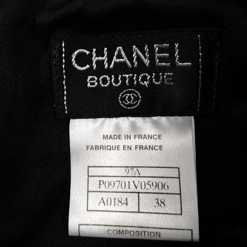 Chanel Paris. Black Tweed Wool, Nylon Skirt