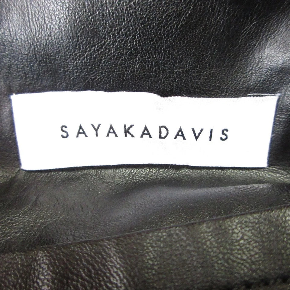 SAYAKA DAVIS JAPAN/NYC. Black Faux Leather High Waist Flared Long Skirt