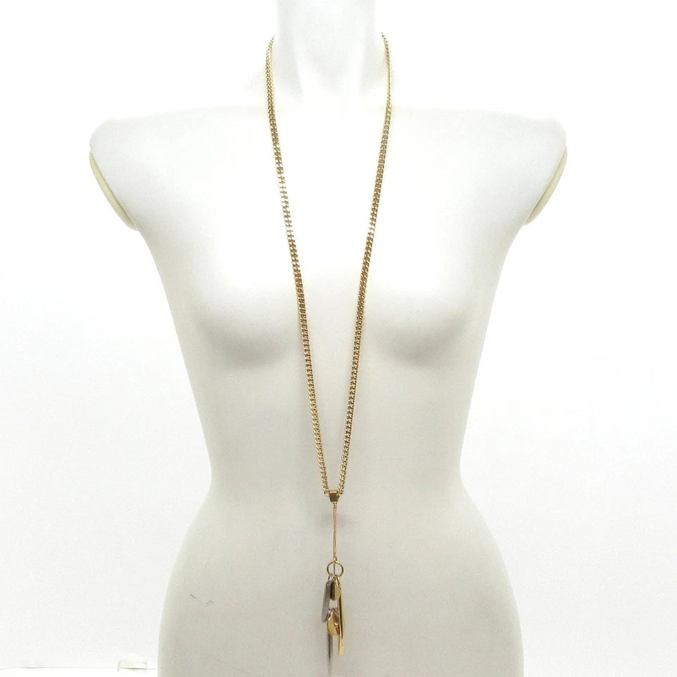 CHLOE PARIS. Goldplated/Silverplated Charm Long Runway Necklace