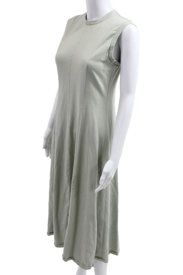 Calvin Klein NYC. Light Khaki Color Cotton Sleeveless Midi  A-Line Tank Dress