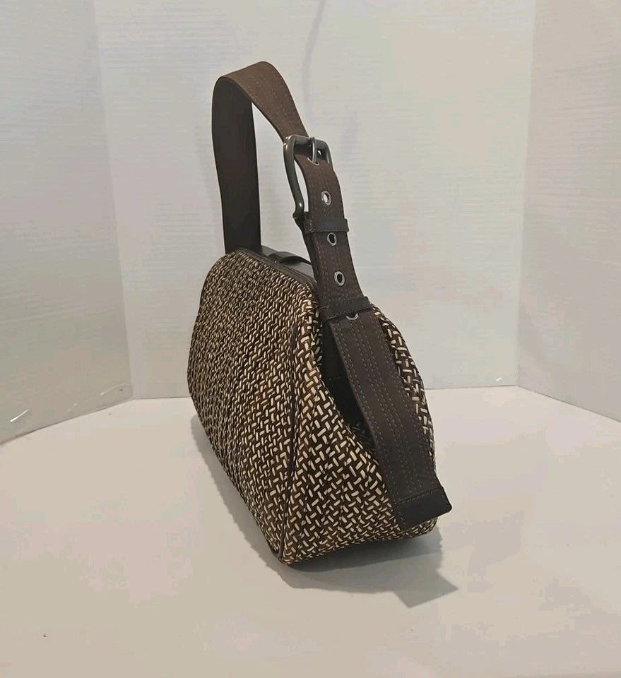 Marni ITALY. Brown Multicolor Leather/Woven Purse Shoulder Bag