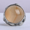 Chesterfield's London. Vintage Arts & Crafts (1930s) English Natural Domed Carnelian Leaf Sterling Silver s 7 Ring
