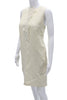 Andrew Gn Paris. SS2010 COLLECTION. Beige Floral Sleeveless Round Neck Linen Shift Dress