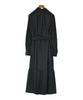 UNITED TOKYO JAPAN. Black Belted Polytech/Viscose Long Sleeve Dress
