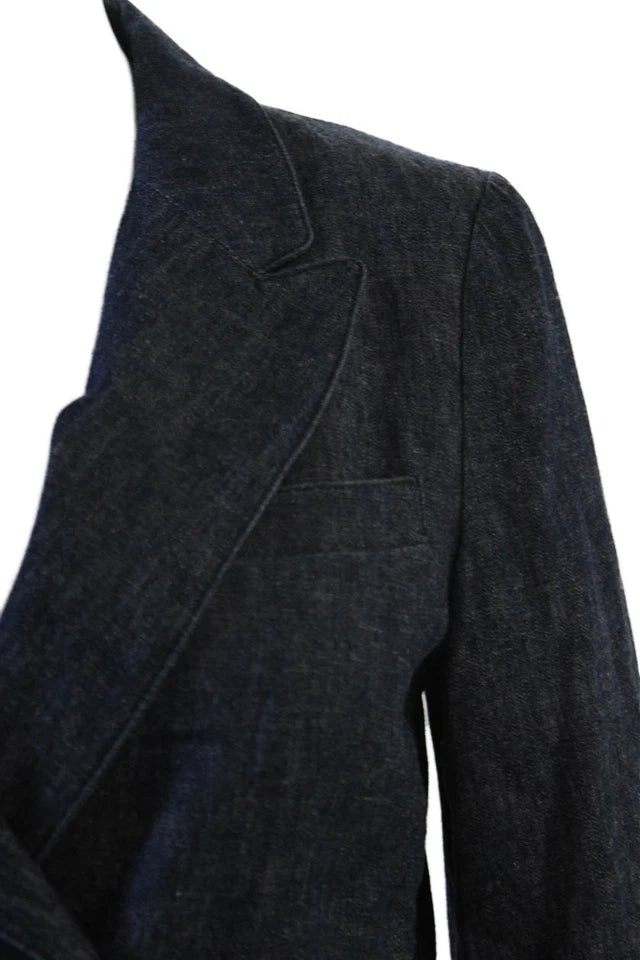 Marni Italy. Blue Denim Cotton Blend Double Breasted 3/4 Sleeve Unlined Blazer